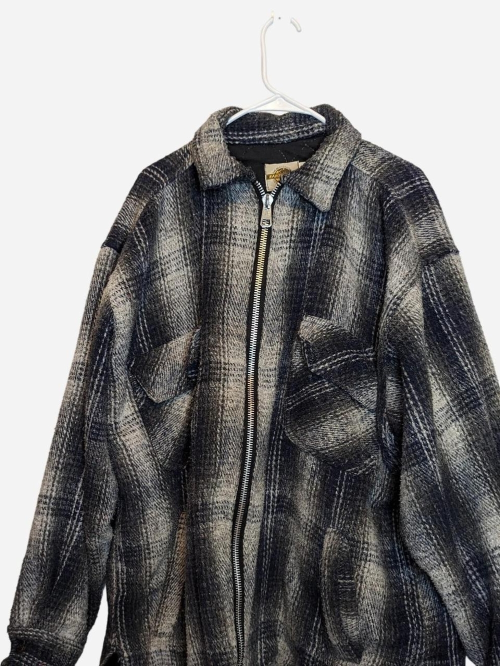 Vintage Earth Ragz Plaid Quilted Lined Zip Flannel Shirt Jacket Shacket Mens XL